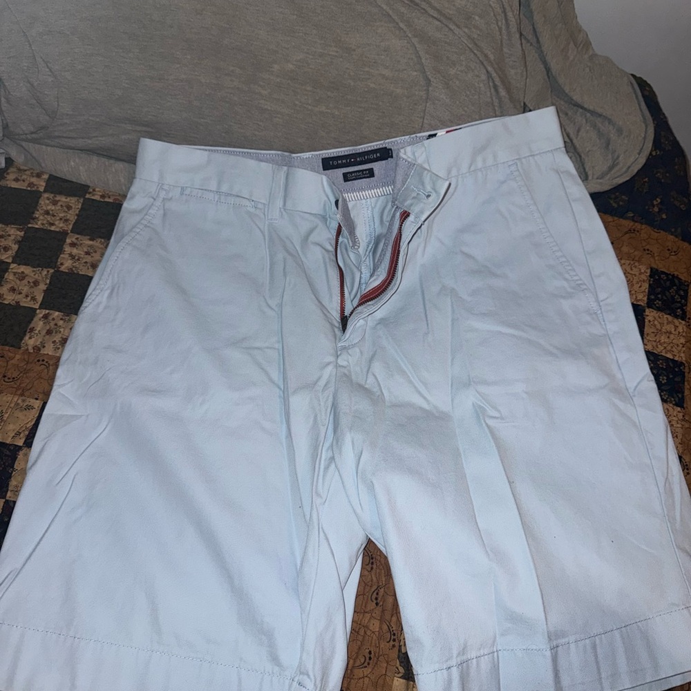 Tommy Hilfiger Sky Blue Men's Flat Front Shorts